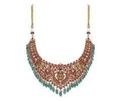Stone Set Temple Jewellery  Gold Necklace -110A63691

