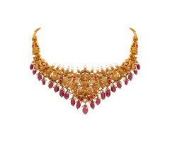 Stone Set Temple Jewellery  Gold Necklace -JJ24043903A01
